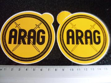 2x sticker arag logo zwaarden rechtsbijstand verzekering beschikbaar voor biedingen