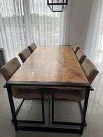 Eettafel industrieel look + 6 stoelen, Ophalen, 4 tot 6 stoelen
