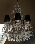 Kroonluchter met bladzilver en glazen pegels, Ophalen, Zo goed als nieuw, Glas