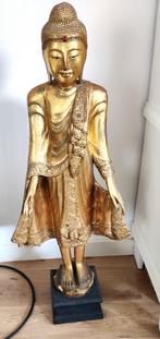 Prachtig houten BOEDDHA  BUDDHA beeld  1980 Goud verguld, Ophalen