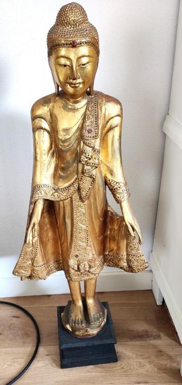 Prachtig houten BOEDDHA  BUDDHA beeld  1980 Goud verguld beschikbaar voor biedingen