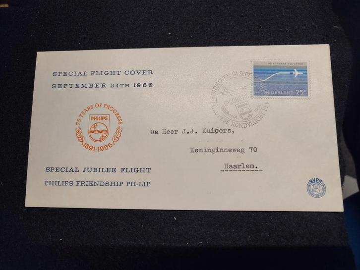 Speciale luchtpost enveloppe Philips 75 jaar bestaan, Postzegels en Munten, Brieven en Enveloppen | Nederland, Envelop, Ophalen of Verzenden