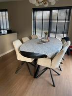 Ovale eettafel 2.40m + 6 nieuwe stoelen creme, Huis en Inrichting, Tafels | Eettafels, Gebruikt, 100 tot 150 cm, 200 cm of meer