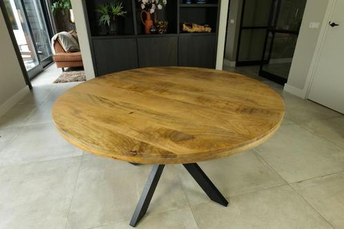 Nieuwe ronde eettafels 100 t/m 150 cm mangohout naturel, Huis en Inrichting, Tafels | Eettafels, Nieuw, 100 tot 150 cm, 100 tot 150 cm
