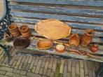 Diverse houtsnijwerk objecten kandelaar dienblad, Antiek en Kunst, Ophalen of Verzenden