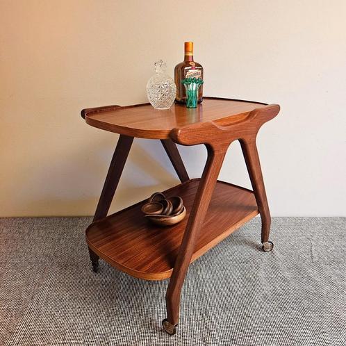 Vintage Bar Cart Bartafel Serveerwagen Trolley Bijzettafel, Huis en Inrichting, Tafels | Sidetables, Zo goed als nieuw, 25 tot 50 cm