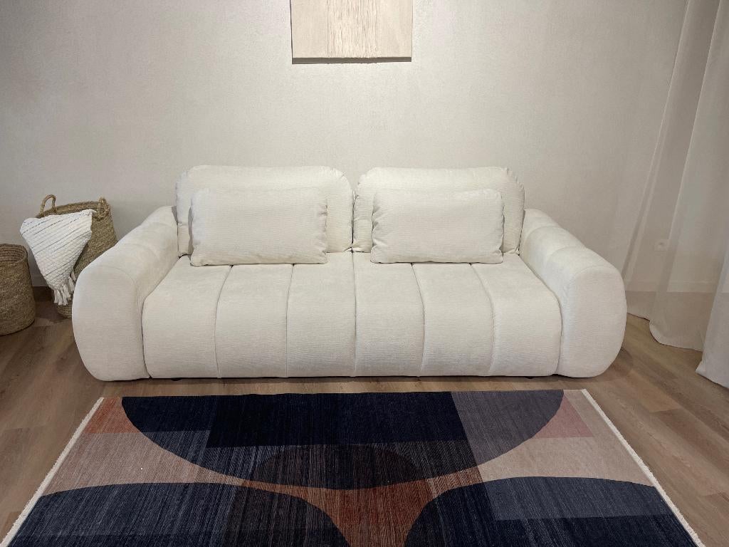 Slaapbank met opbergruimte NIEUW, Ophalen, Beige, 200 cm, 160 cm