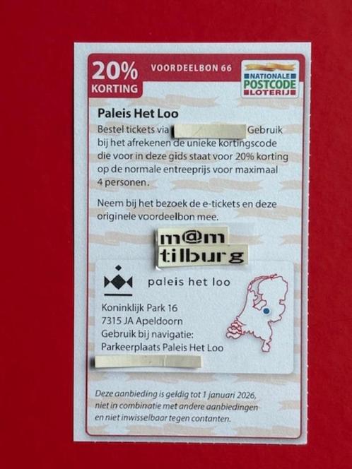 Voordeelbon 66 Paleis Het Loo 20% korting, Tickets en Kaartjes, Kortingen en Cadeaubonnen, Drie personen of meer, Overige typen