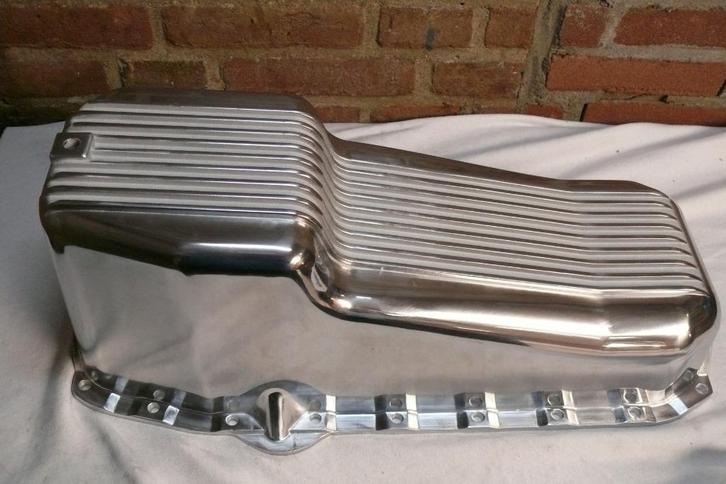 Aluminium gepolijste finned carterpan, SBC 2-pcs seal, nieuw, Auto-onderdelen, Motor en Toebehoren, Amerikaanse onderdelen, Chevrolet