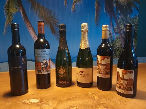 6x rode wijn, 1x champagne 65 euro alles bij elkaar, Verzamelen, Wijnen, Zo goed als nieuw, Rode wijn, Frankrijk, Ophalen