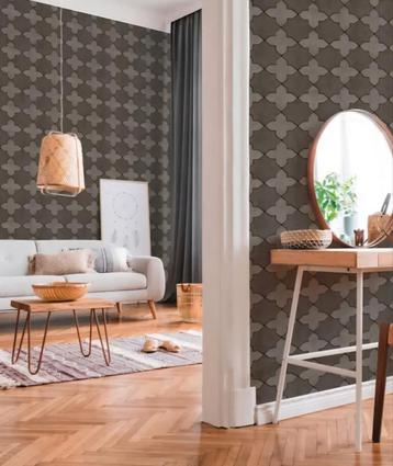  Vliesbehang Tegels Grafiet . 3 nieuwe rollen behang beschikbaar voor biedingen
