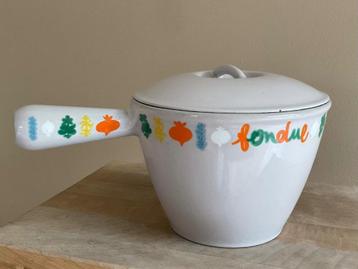 Le Creuset France vintage fonduepan met deksel van gietijzer beschikbaar voor biedingen