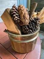 Koperen Emmer met Decoratie voor Haard/Schouw, Ophalen of Verzenden, Koper