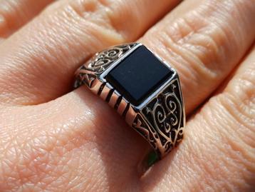 Vanoli 925 zilveren heren ring met onyx maat 21,25 beschikbaar voor biedingen