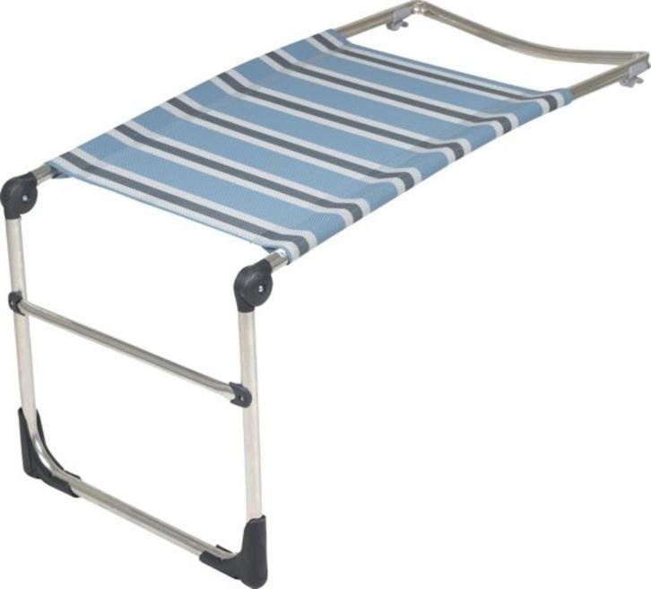 Crespo voetensteun Grijs-Groen-Blauw gestreept, Caravans en Kamperen, Kampeermeubelen, Zo goed als nieuw, Campingstoel, Ophalen of Verzenden
