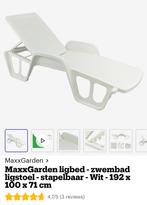 2 x stevige en comfortabele zonne ligbed tuin ligstoel wit, Kunststof, Zo goed als nieuw, Ophalen, Verstelbaar