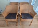 Set van 4 rieten stoelen, Ophalen, Gebruikt, Bruin, Riet of Rotan
