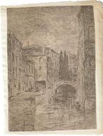Etienne Bosch ets "Grachtengezicht", met oplegvel, Antiek en Kunst, Kunst | Etsen en Gravures, Ophalen