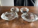 Lotje van  4 als diamant geslepen glazen kandelaars, Verzenden, Overige materialen, Minder dan 25 cm