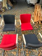 4 Lande vergaderstoelen rood & zwart, Ophalen, Gebruikt, Vier, Metaal