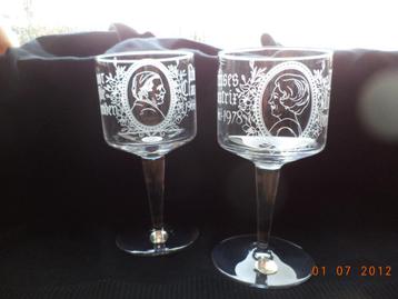 Twee prachtige kristallen glazen Beatrix en Claus 1978 beschikbaar voor biedingen