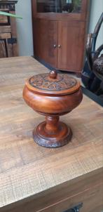 Poolse handgemaakte houten schaal met deksel 20 cm hoog, Antiek en Kunst, Ophalen of Verzenden