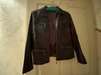 Mooie leren donker paarse jas (lijkt bruin op de foto), Maat 38/40 (M), Paars, Ophalen of Verzenden, Onbekend
