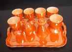 Victoria China orange czechoslovakia eierset  op schaal, Ophalen of Verzenden, Zo goed als nieuw, Overige stijlen, Kop(pen) en/of Schotel(s)