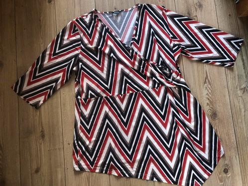 asymmetrisch tuniek rood/ecru/zwart/bruin maat 48 X-two, Kleding | Dames, Blouses en Tunieken, Zo goed als nieuw, Maat 46/48 (XL) of groter