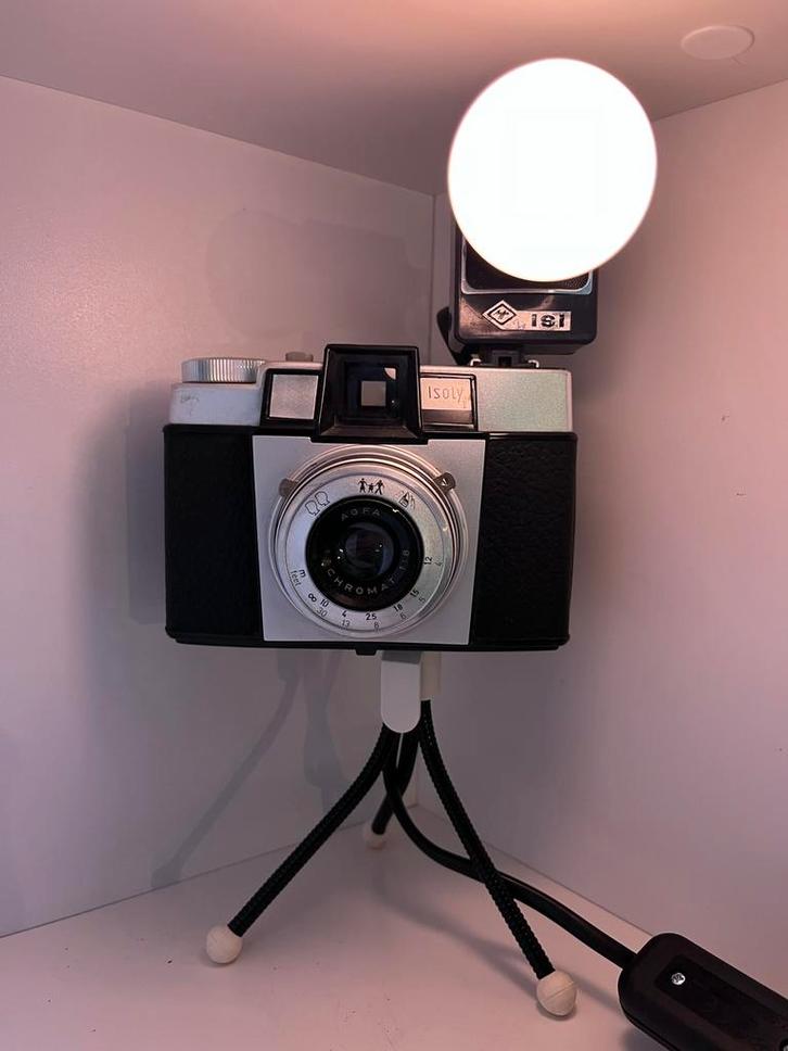 Agfa Cameralamp met Flitserlamp, Huis en Inrichting, Lampen | Tafellampen, Gebruikt, Minder dan 50 cm, Glas, Kunststof, Metaal