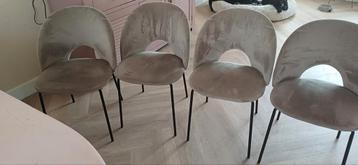 4 Eetkamerstoelen Beige/Taupe - Zo Goed Als Nieuw beschikbaar voor biedingen