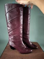 Vintage leren laarzen bordeaux rood. Maat 38, Ophalen of Verzenden, Gedragen, Rood, Hoge laarzen