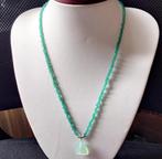 Unieke ketting Smaragd Groen Kristallen En Chalcedoon Hanger, Met edelsteen, Nieuw, Ophalen of Verzenden, Steen of Mineraal