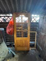 Massief houten deur met glas, Ophalen, Gebruikt, 80 tot 100 cm, 215 cm of meer