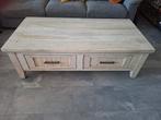 Industriële Salontafel Hout met 2 laden, Huis en Inrichting, Tafels | Salontafels, Ophalen, Gebruikt, 100 tot 150 cm, 50 tot 100 cm