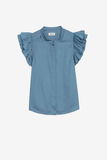 Zadig & Voltaire Tiza Satin Top Bluestone XS beschikbaar voor biedingen