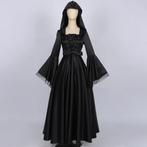 Lange zwarte gothic jurk (renaissance victoriaanse), Kleding | Dames, Carnavalskleding en Feestkleding, Maat 38/40 (M), Verzenden