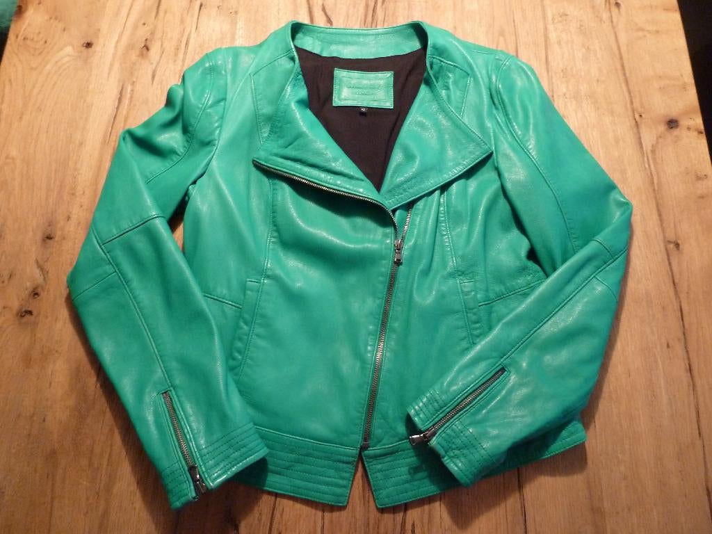 CLAUDIA STRATER LEREN JAS MAAT 42 NIEUW GROEN, Maat 38/40 (M), Nieuw, CLAUDIA STRATER, Ophalen of Verzenden