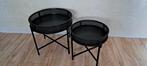 Zwarte Bijzettafels - Set van 2, Huis en Inrichting, 45 tot 60 cm, Minder dan 55 cm, Metaal of Aluminium, Rond