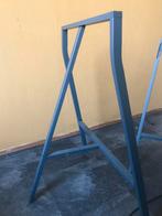 Blauwe schragen (metaal), Huis en Inrichting, Bureaus, Ophalen, Zo goed als nieuw, Bureau