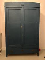 Blauwe Brocante Kast met Hang- en Legdelen, Huis en Inrichting, Ophalen, Gebruikt, 100 tot 150 cm, 150 tot 200 cm