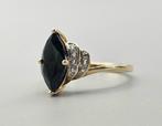 Gouden Vintage ring  edelsteen saffier en diamant. 2025/277
