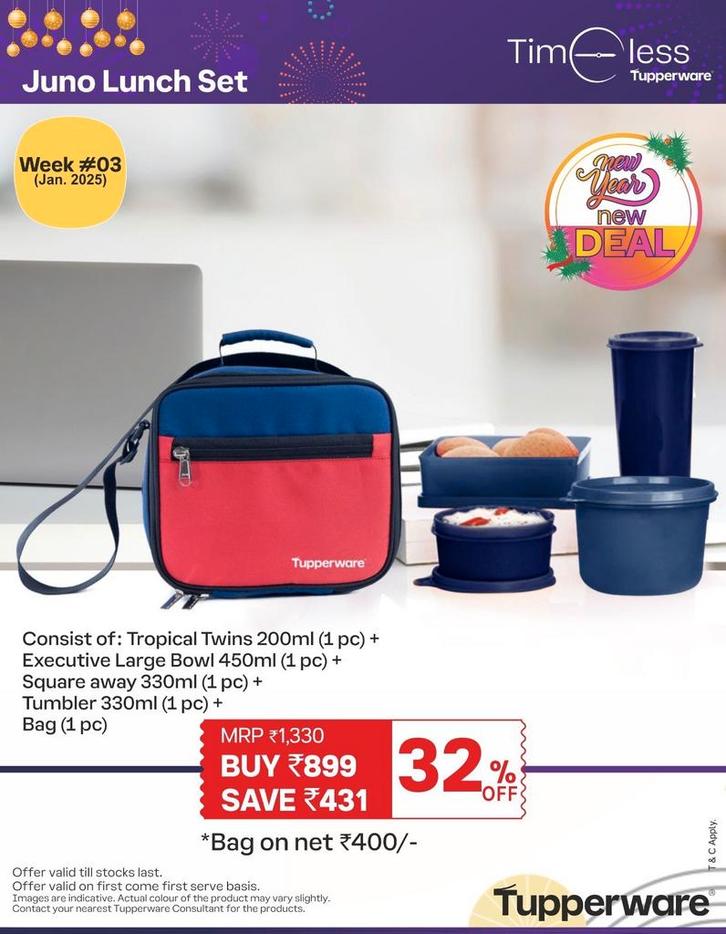 TUPPERWARE Juno Lunch set 5-delig
dessert trio sandwichdoos, Huis en Inrichting, Keuken | Tupperware, Nieuw, Overige typen, Ophalen of Verzenden