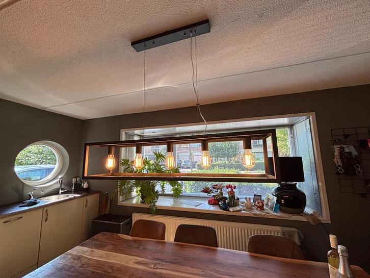Moderne hanglamp met 5 lampen, Huis en Inrichting, Lampen | Hanglampen, Zo goed als nieuw, Minder dan 50 cm, Metaal, Ophalen of Verzenden