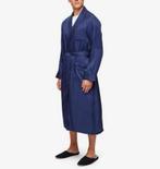 Derek Rose Luxe Badjas Dressing Gown Woburn Silk Satin Navy, Ophalen of Verzenden, Maat 48/50 (M), Blauw