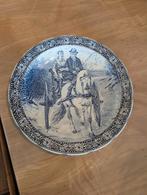 Antiek Boch Delfts Blauw Bord met Paard en Wagen, Antiek en Kunst, Antiek | Wandborden en Tegels, Ophalen of Verzenden