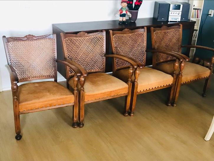 4 stevige antieke fauteuils 85 jaar oud uit 1940, Antiek en Kunst, Antiek | Meubels | Stoelen en Banken, Ophalen