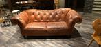 Mooie lederen chesterfield bank cognac kleur, Ophalen, Chesterfield, Driepersoons, Zo goed als nieuw