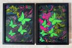 Butterfly Dreams – Set van twee unieke schilderijen -33x43cm, Antiek en Kunst, Kunst | Schilderijen | Modern, Ophalen of Verzenden