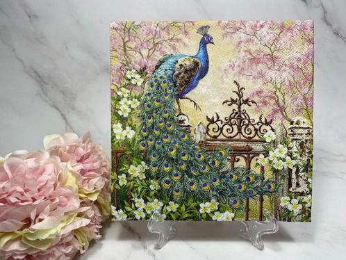Ambiente knutsel servetten pauw op hek decoupage nr 492, Hobby en Vrije tijd, Knutselen, Nieuw, Materiaal, Ophalen of Verzenden
